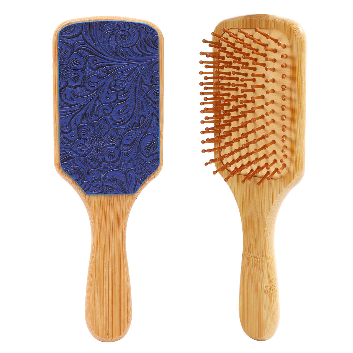 Wholesale Bamboo Real Leather Cow Retro Western Cowboy Style Air Cushion Comb Airbag Comb Meridian Massage Comb Hairdressing Comb